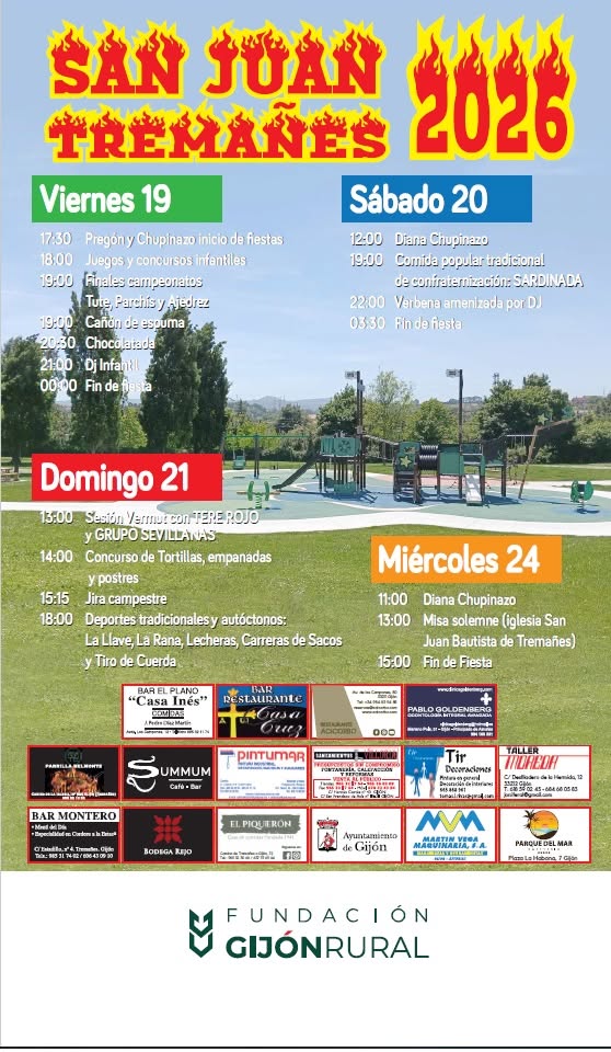 Cartel de las fiestas de San Juan en Tremañes 2026 con el programa de actividades