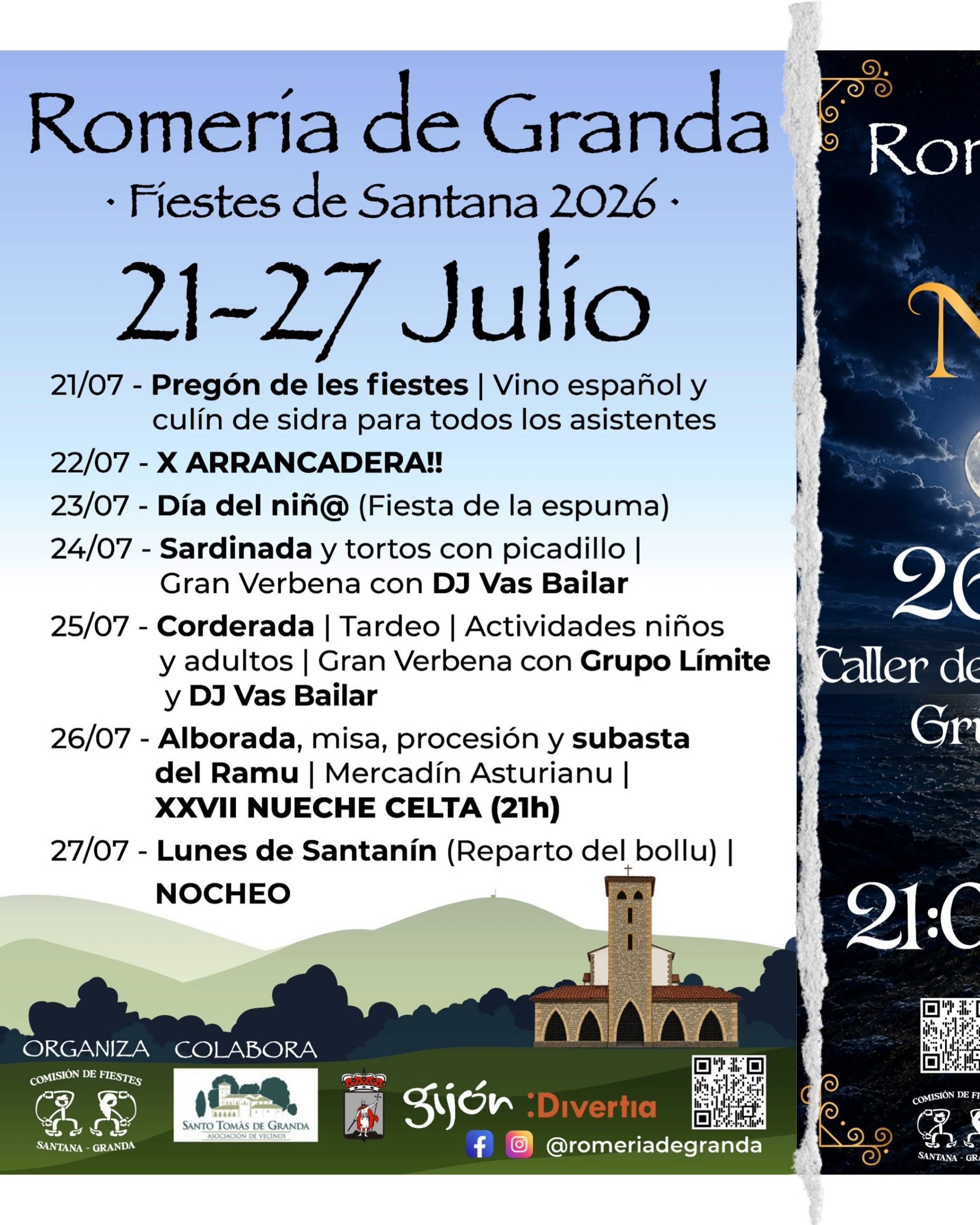 Cartel de la Romería de Granda 2026, fiestas de Santana, Gijón