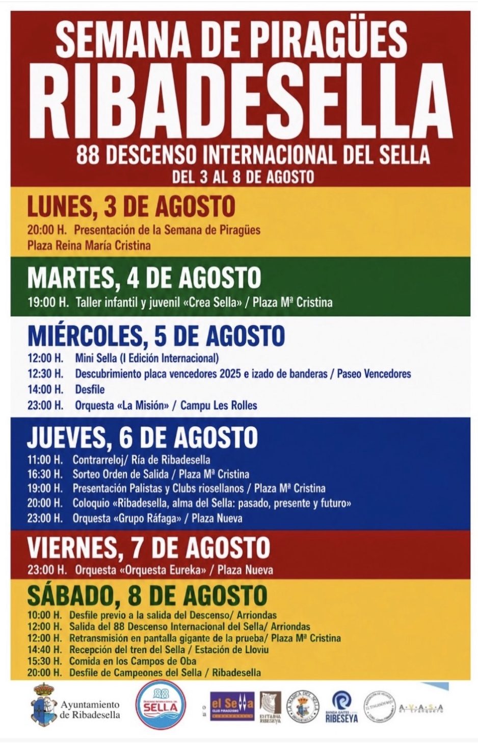 Cartel de la Semana de Piragües Ribadesella 2026, previa al 88 Descenso Internacional del Sella